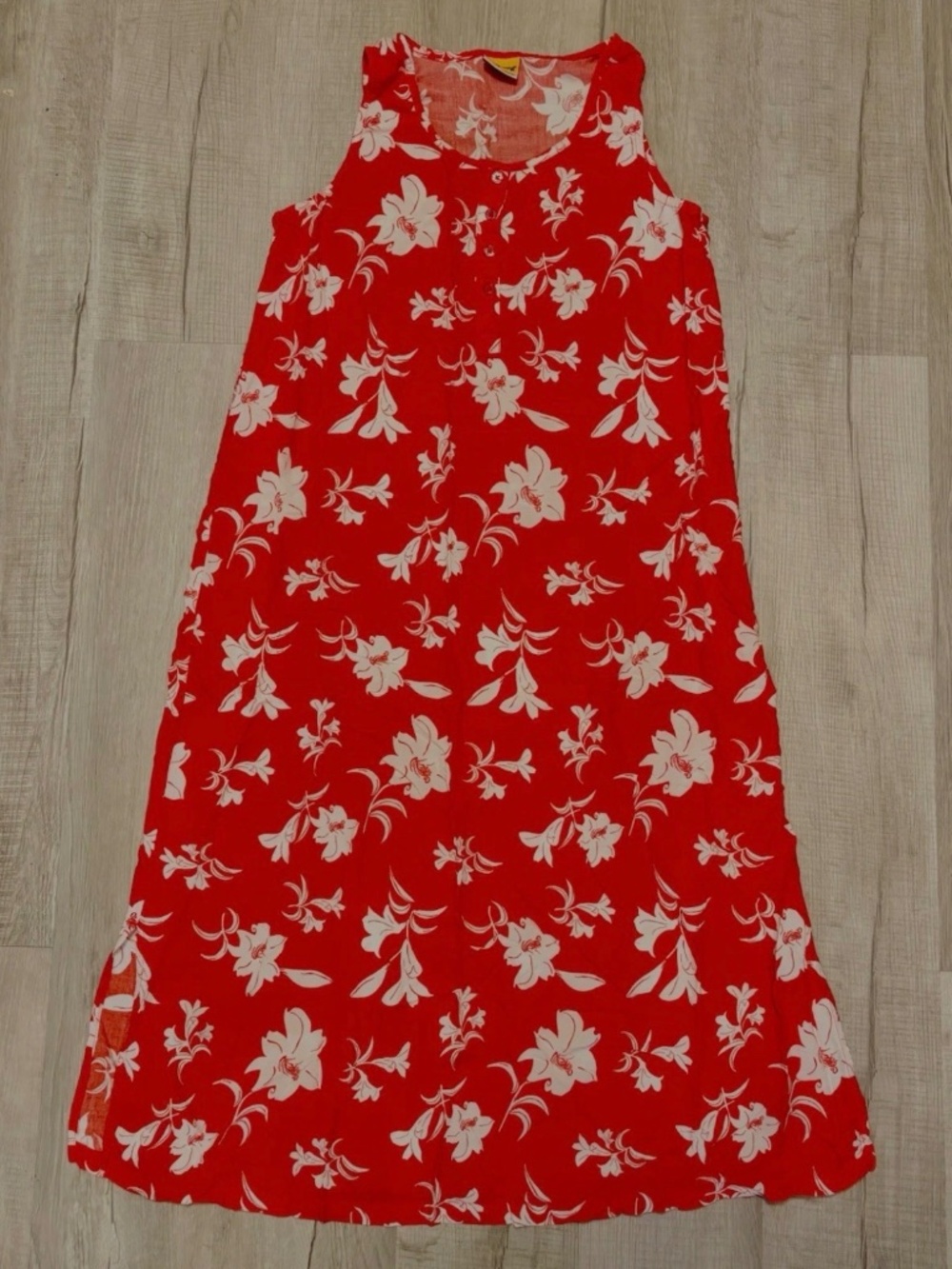Women's Maxi Dress Floral Sleeveless Casual Beach Sundress Size L Down Under Red